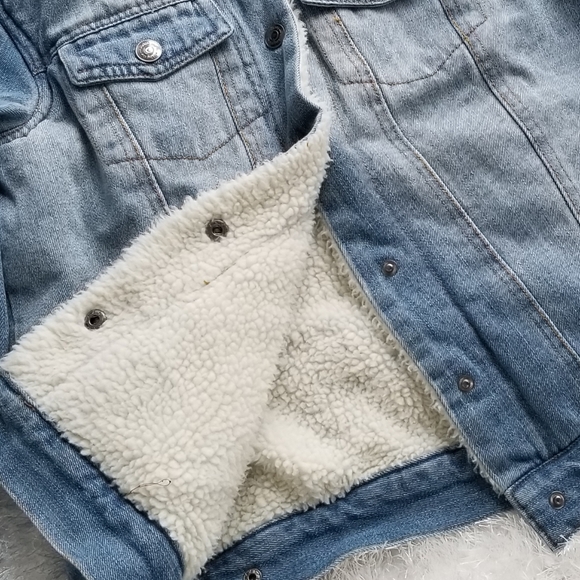 Sherpa Lined Denim Jacket - Blue Jean Jacket - Picture 4 of 4
